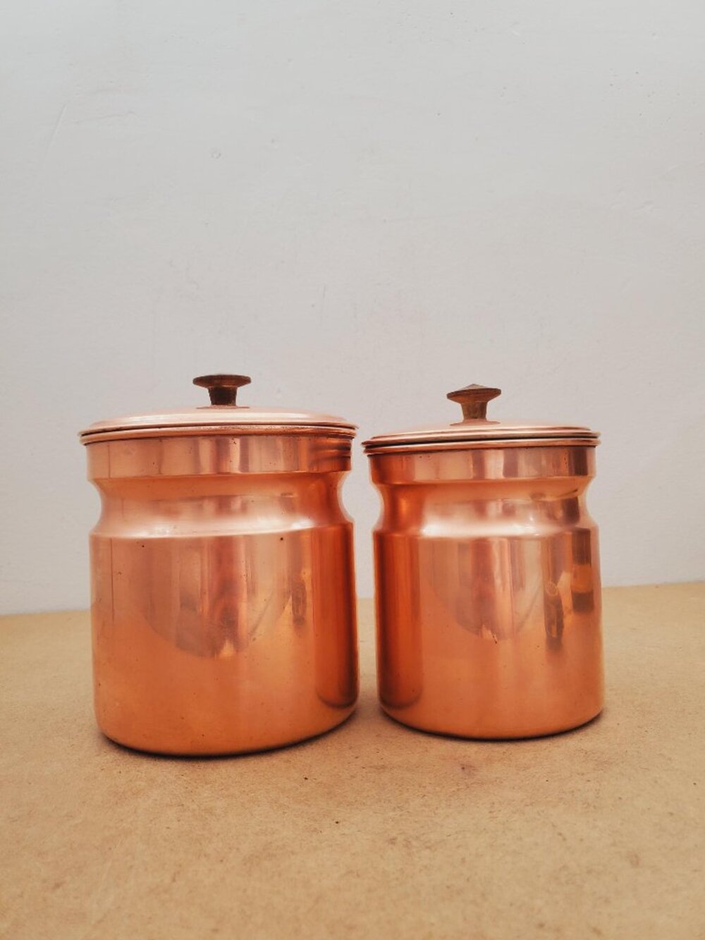 Vintage Copper Canister -vintage copper kitchen canisters set of 2 Copper coffee
